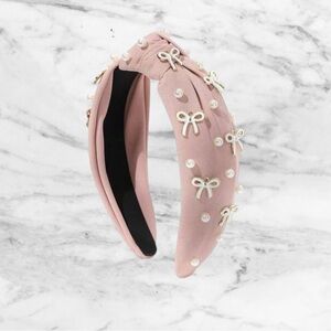 Brand New - Pink headband with pearls and bows